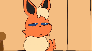 a cartoon fox giving a peace sign with its paw