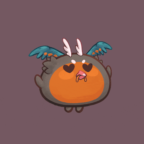 a cartoon drawing of a bird with wings and a heart