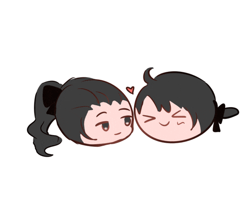 a cartoon drawing of two girls kissing with hearts above their heads