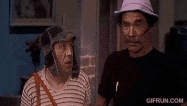 two men wearing hats are standing next to each other with gifrun.com written on the bottom