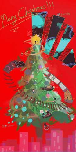 a christmas tree with the words merry christmas on it