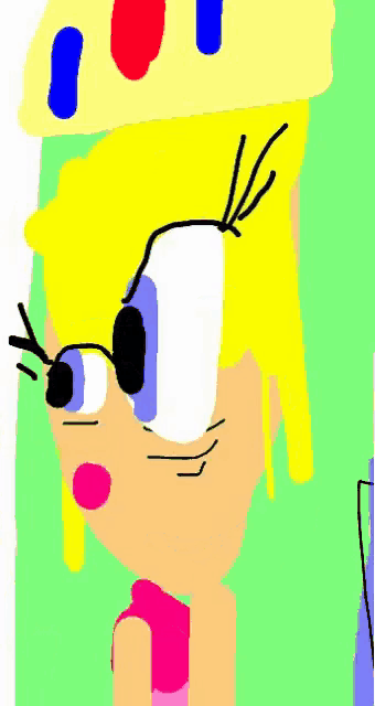 a close up of a cartoon character with a crown on her head