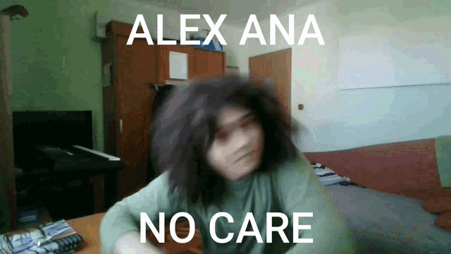 alex ana no care is written on a picture of alex