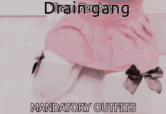 a picture of a girl wearing a pink dress with mandatory outfits written on the bottom