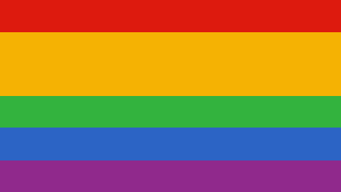 a rainbow flag with a yellow circle in the middle on a black background .