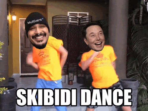 a man with a beanie that says multiverse on it is dancing with another man