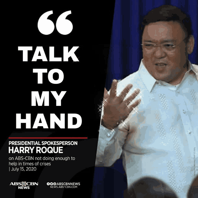 Roque Harry Roque GIF - Roque Harry Roque Talk To My Hand GIFs