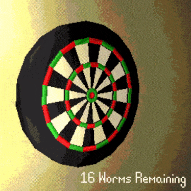 a dart board with the number 16 worms remaining