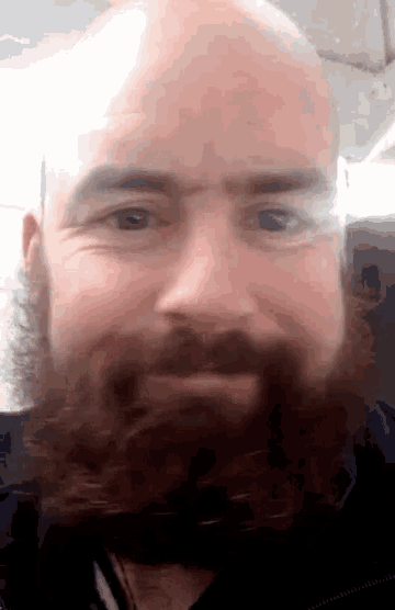 a man with a beard and a bald head is smiling