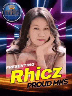 a picture of a woman with the name rhicz proud mks on it