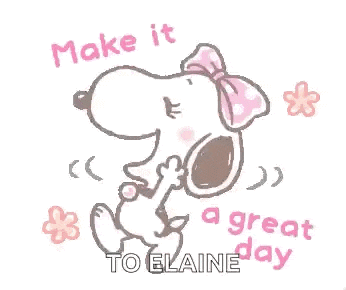 snoopy is wearing a pink bow and flowers and says `` make it a great day '' .