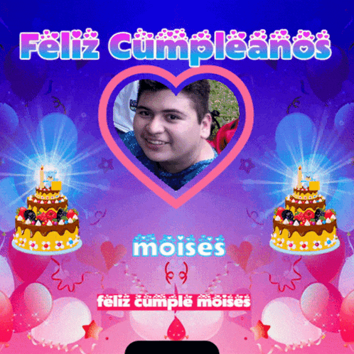 a picture of a boy in a heart with the words feliz cumpleanos