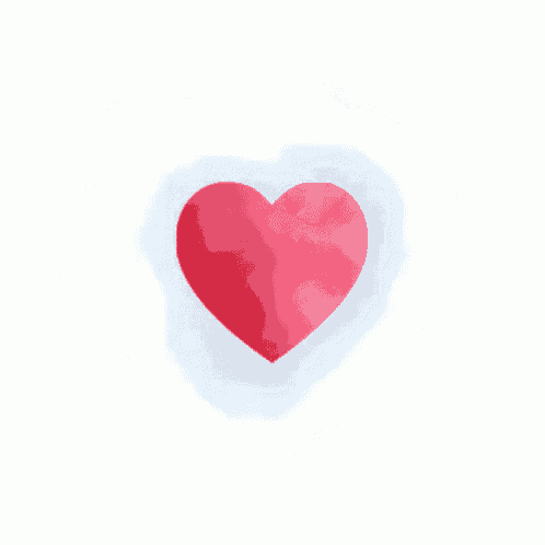 a red heart on a white background with a blue background