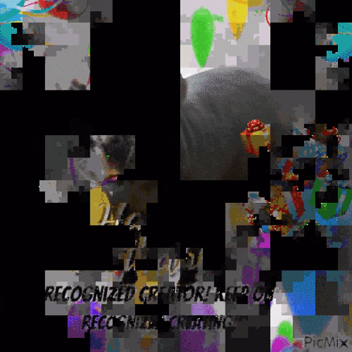 a pixelated image of a cat with the words " recognized creator " at the top