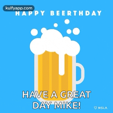 a happy beerthday message with a mug of beer