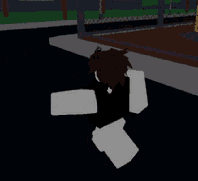 a roblox character with a crown on his head is walking down a street