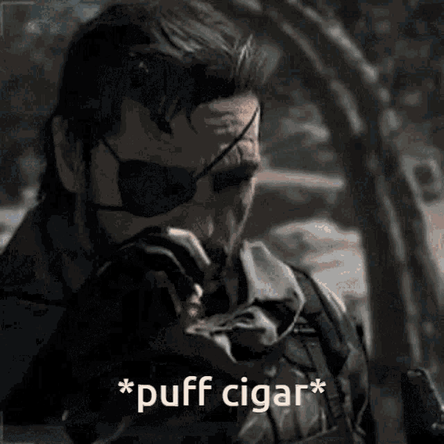 a man smoking a cigar with the words * puff cigar * written below him