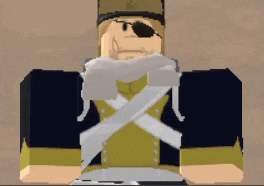 a cartoon character with a scarf around his neck and a bandage on his eye