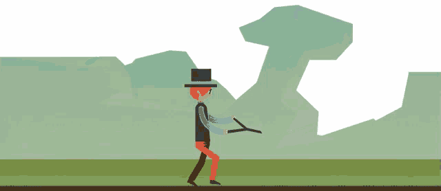 a man in a top hat is holding a sword