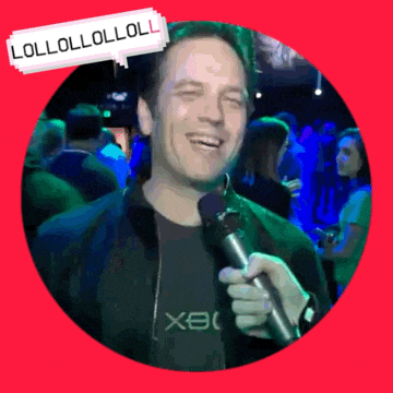 a man holding a microphone with a speech bubble that says lollolloll