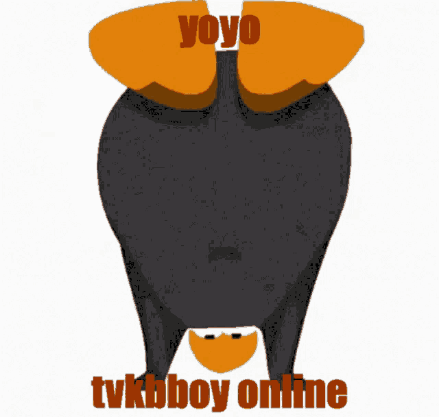 a picture of a penguin with the words yoyo tvkbboy online written on it