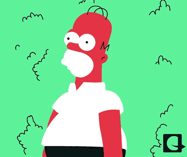 a cartoon drawing of homer simpson with a white shirt