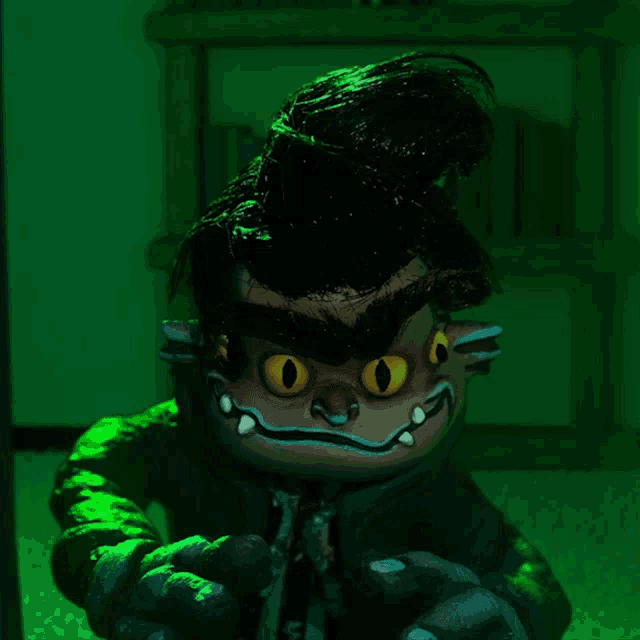 a cartoon character with a big smile and sharp teeth