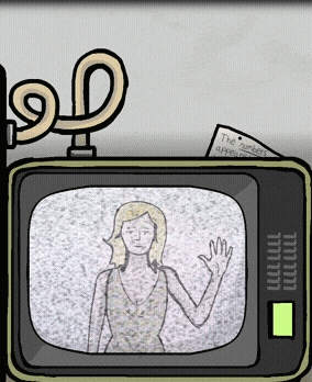 a drawing of a woman on a tv screen with a note that says " the human appeal "