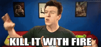a man is saying kill it with fire while holding a controller