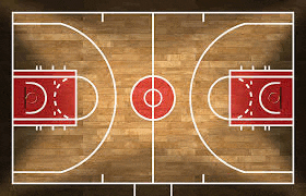 an aerial view of a basketball court with the letters d and a written on the court