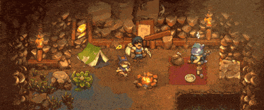 a pixel art drawing of a group of people