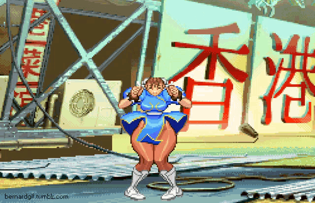 chun li from street fighter is shown in a pixel art