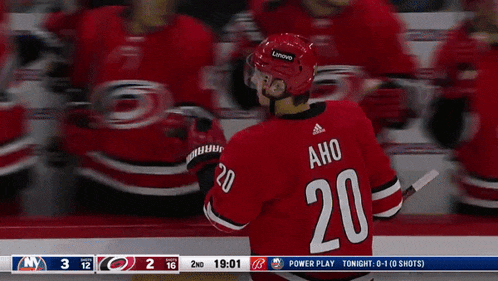 a hockey player with the number 20 on their back