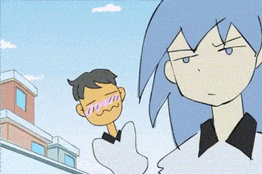 a cartoon of a boy with a heart in his hair