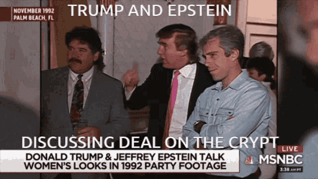 donald trump and jeffrey epstein are discussing their deal on the crypt