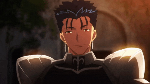 a close up of a man 's face with a blue lightning bolt in his hair