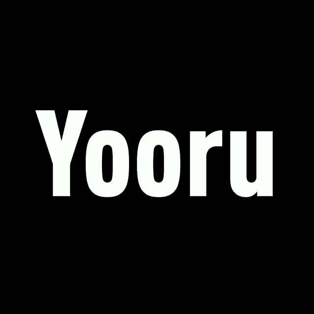 the word yooru is displayed in a glitch effect on a black background