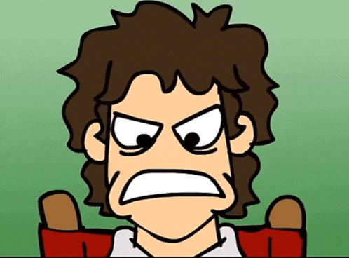 a cartoon of a man with an angry face