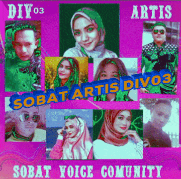 a group of people are on a purple background with the words sobat voice community on it