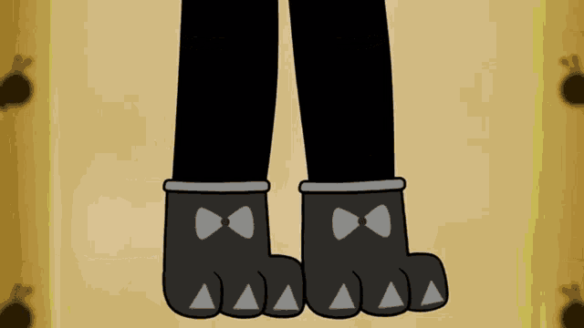 a cartoon of a person 's feet with bows on them