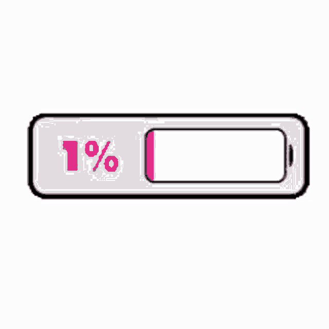 a cartoon drawing of a battery with a percentage of 1 .