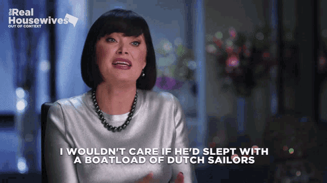 a woman is talking about a boatload of dutch sailors
