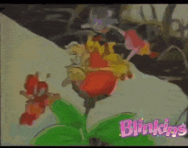 a close up of a flower with the word blinkins on it