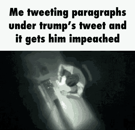 a person is sitting at a desk with a laptop and a tweet about trump 's tweet .