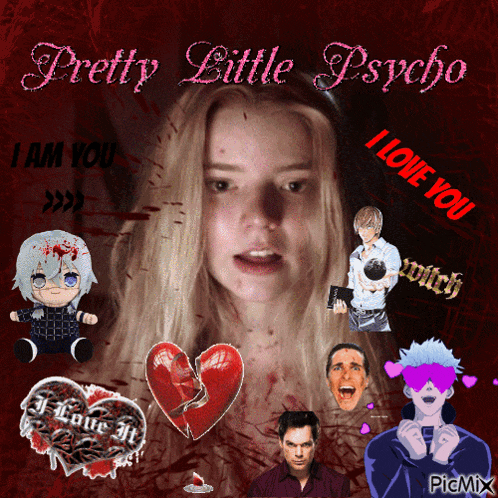 a picture of a girl with the words " pretty little psycho " above her