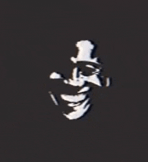 a black and white silhouette of a man wearing a top hat and sunglasses .