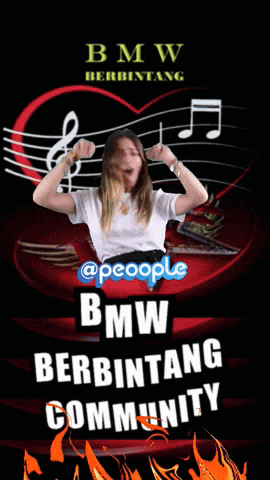 a poster for a bmw berbintang community with a woman on it