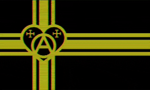 a cross with a heart and the letter a in the middle