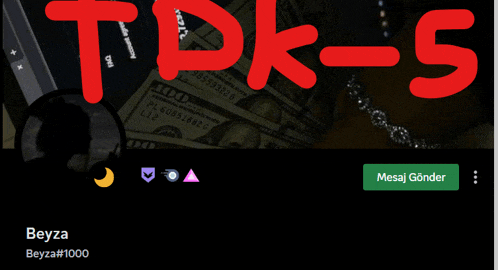 a screenshot of a person 's tdk-5 account with money in the background