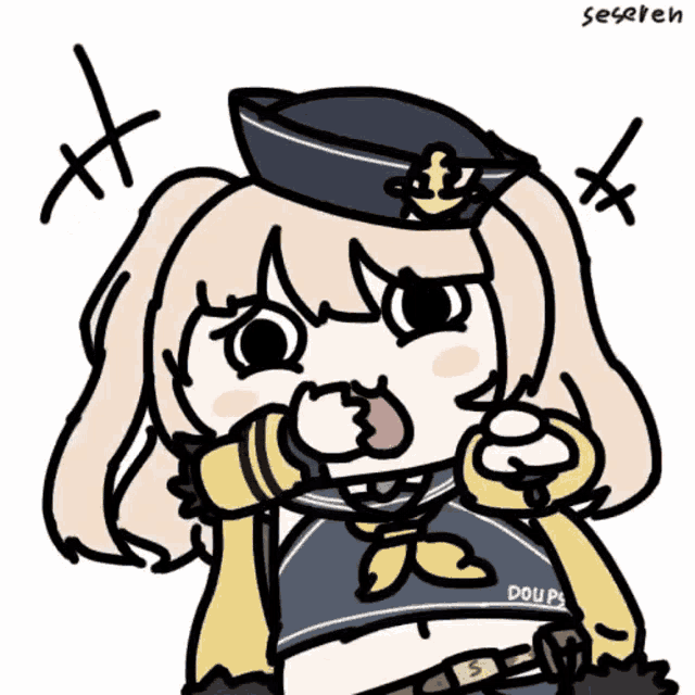 a drawing of a girl with the word doups on her chest